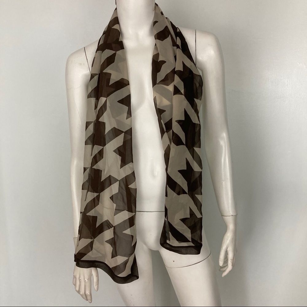 Emporio Armani Silk Scarf abstract Houndstooth grey cream